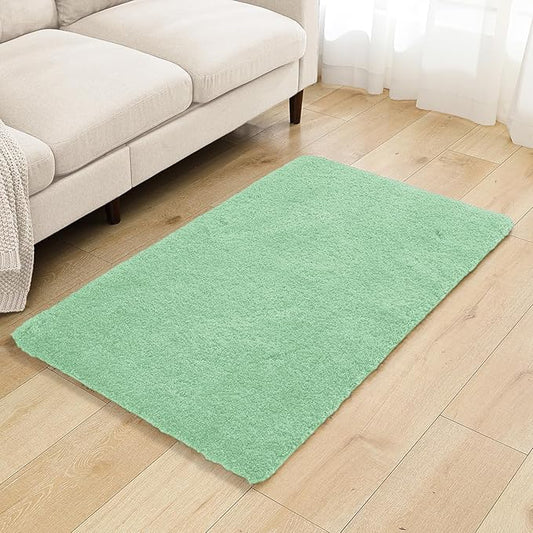 Light Green Bathroom Rugs 30"x50" - Large Bath Mat for Bathroom Floor, Fluffy Microfiber Plush Rug, Non Slip and Washable - Great for Living Room, Bedroom or Kitchen Mat