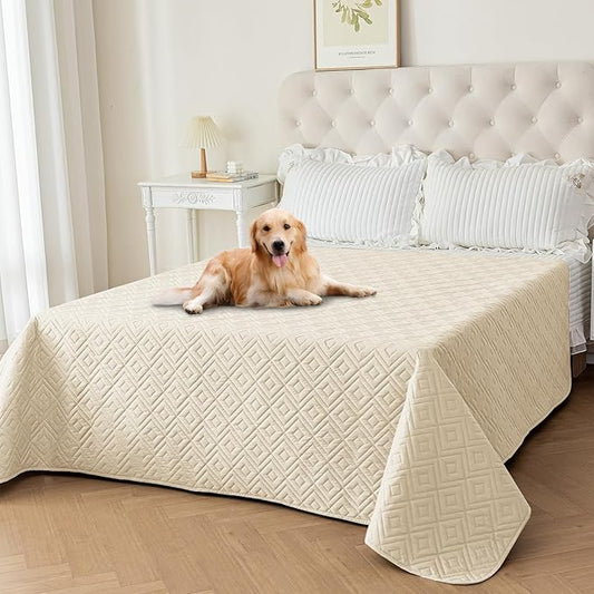 2026 Waterproof Dog Bed Blanket (82"x102") Comfy Couch Sofa Mat for Dog Pets with Anti-Slip Back, Universal Incontinence Lightweight Liner Pad for Furniture Car Picnic etc Durable Washable, Beige