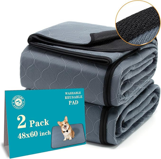 Washable Pee Pads for Dogs 48x60, 2 Pack, Extra Large Reusable Puppy Pads, Dog Training Pads with Quick Dry, Large Anti-Slip Dog Pee Pads, Whelping Pads, Potty Pad
