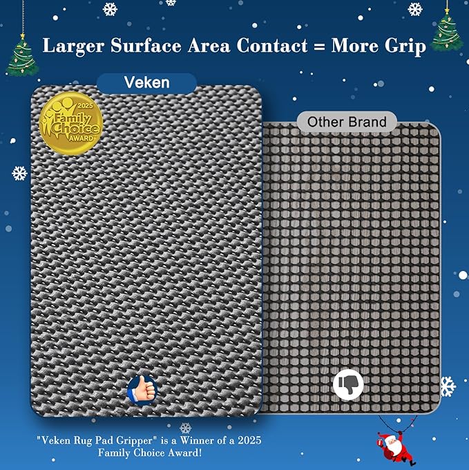 Veken 4 Ft Round Rug Pad Gripper for Hardwood Floors, Circle Non Slip Rug Pads for Area Rugs, Thick Dark Grey Rug Grippers for Tile Floors, Under Carpet Anti Skid Mat, Keep Your Rugs Safe and in Place