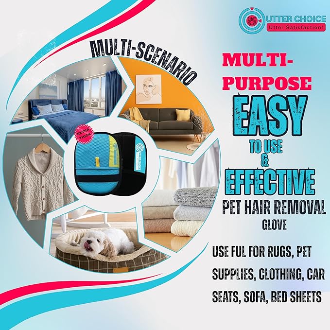 2 Pcs Magic Brush Pet Hair Removal Gloves for Dogs & Cats – Upgraded 2025 Reusable Electrostatic Grooming Mitt | Magic Dog Hair Remover Glove for Clothing, Couch