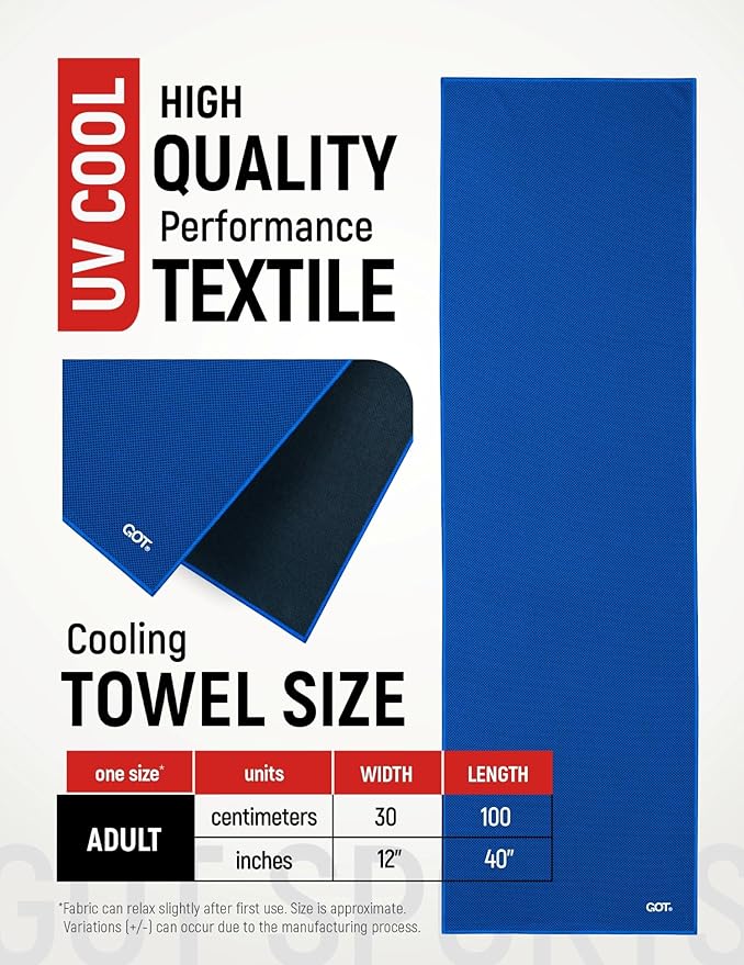 GOT Sports Cooling Towel (40"x12") – Chilly Towel for Neck & Face Wraps - Cooling Rag for Hiking, Gym, Yoga & Workouts