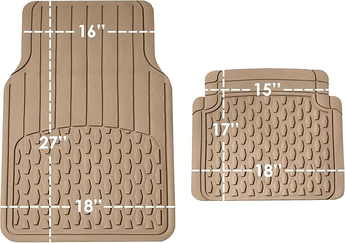 FH Group 4 Piece Liners Trimmable Climaproof™ Vinyl Car Floor Mats- Full Set with Premium Trimmable Vinyl Cargo Liner- Universal Fit for Cars Trucks and SUVs (Beige)