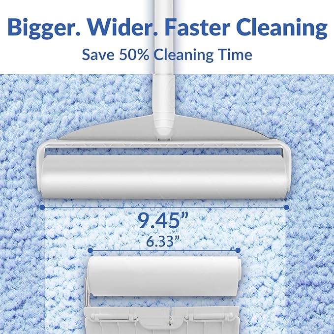 DELOMO Large Lint Roller Refills (2 Pack, 180 Sheets) – Compatible Only with DELOMO 9.45 in Floor Lint Roller – Extra Sticky Floor Lint Roller Refill for Carpets, Cars, Clothing & Pet Hair