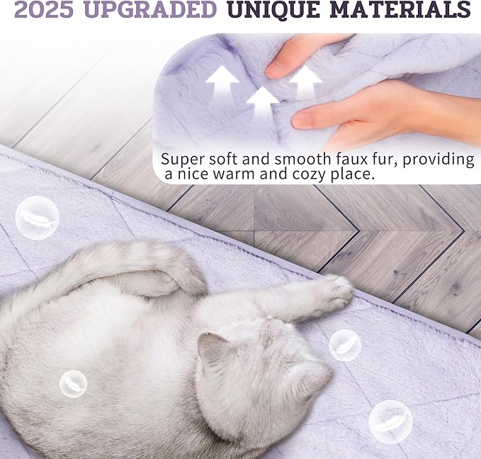 NWK Fluffy Self Warming Cat Mat, Cat Blanket, Thermal Dog Mat, Washable, Non-Slip Bottom for Sofa & Crate & Kennel & Car Seat (Purple, Small (20'' X 16'' X 0.4''))