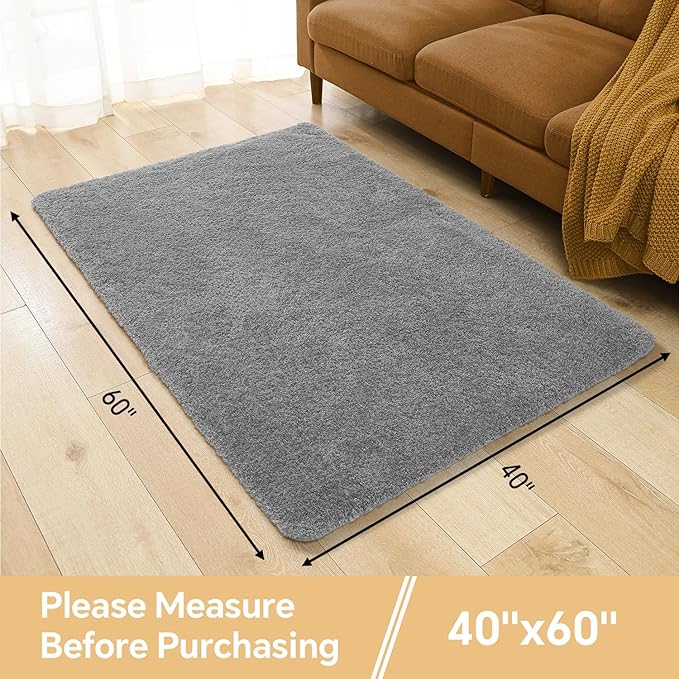 Gray Bathroom Rugs 40"x60" – Oversized Plush Non-Slip Microfiber Bath Mat, Absorbent & Washable – Ideal for Large Bathrooms or Living Rooms