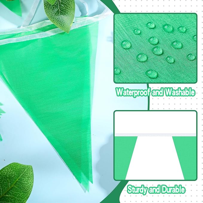 Tatuo 820 ft 500 Pcs Pennant Banner Flag String Hanging Triangle Bunting Flag for Carnival Party Outdoor Events Birthday Classroom Decoration(Green)