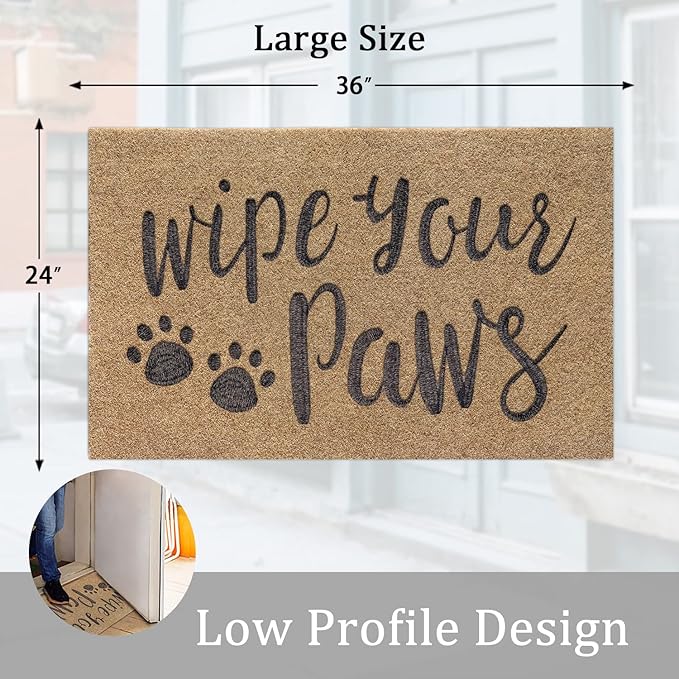 AAZZKANG Dog Door Mats for Home Entrance Outdoor Indoor Wipe Your Paws Mat Large 36"x24" Easy to Clean Front Door Mat with Non Slip Rubber Backing Brown
