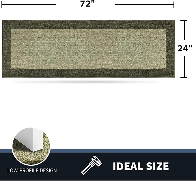 PURRUGS Dirt Trapping Door Mat 24" x 70", Non-Slip Machine Washable Entry Rug, Entrance Mat, Indoor Front Door Mat, Super Absorbent Entryway Rug for Muddy Shoes & Paws, Budding Green & Sage Green