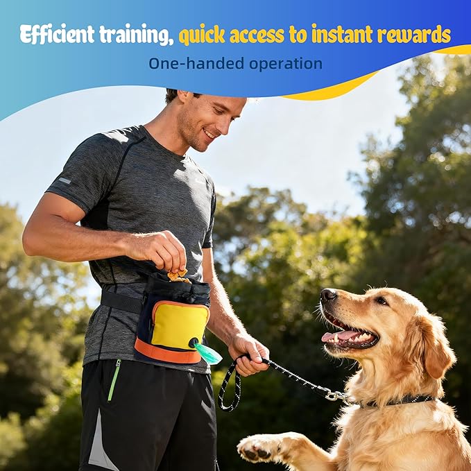 Dog Treat Pouch, Treat Pouch for Pet Training, Dog Treat Bag,Training Treat Pouch, Dog Training Pouch with Shoulder Strap& Waist Belt, Puppy Training Treat Holder Bag for Daily Walking, Park Training