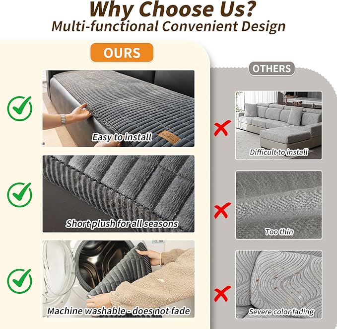 PJLZJFBY Couch Covers for Dogs, Velvet Dog Couch Cover, Pet Couchs Covers for 3-Seater, Couchs Protector for Dogs, Sofa Cover for Pets Washable(1PC, Dark Grey, 27.5"×82.6", 3-Seater)