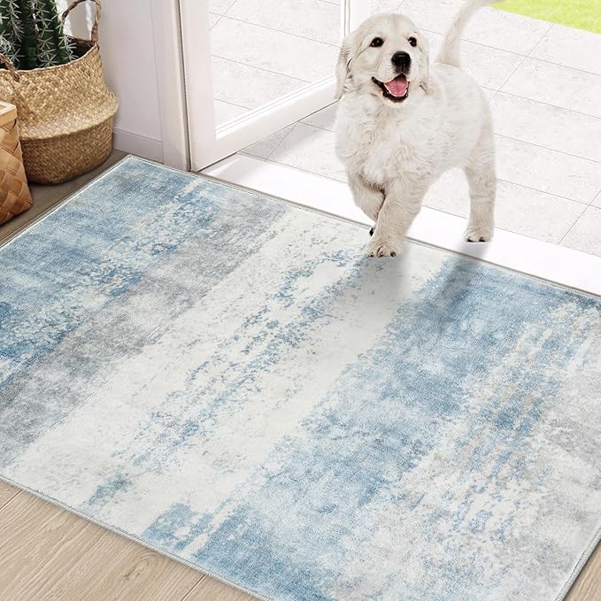 COMSLE Door Mat, Front Door Mat Indoor for Entrance Faux Wool Absorbent Non Slip Modern Throw Rug for Entryway Hallway Muddy Paws - Pet Friendly, 24x48 Inches, Machine Washable