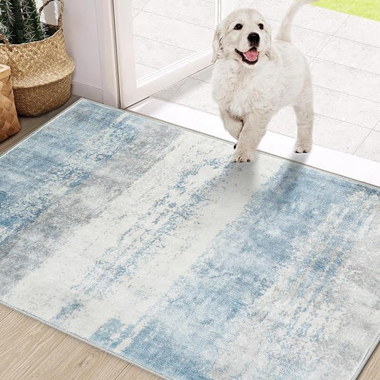 COMSLE Door Mat, Front Door Mat Indoor for Entrance Faux Wool Absorbent Non Slip Modern Throw Rug for Entryway Hallway Muddy Paws - Pet Friendly, 24x48 Inches, Machine Washable