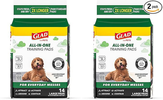 Glad for Pets Black Charcoal Puppy Pads, All-in-One | Puppy Potty Training Pads that Absorb & NEUTRALIZE Urine Instantly | New & Improved Quality Puppy Pee Pads, 14 Count (Pack of 2)