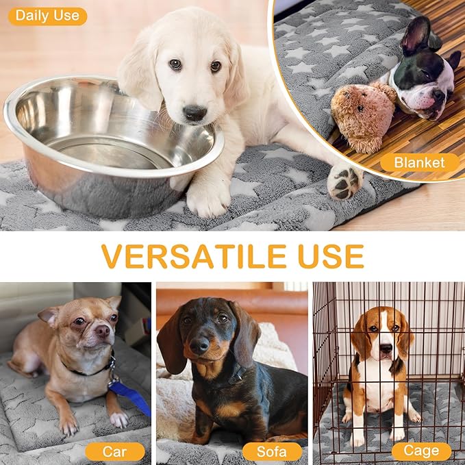 VitalCozy 4 Pcs Winter Dog Crate Pads, Ultra Soft Warm Washable Dog Cat Bed Mat for Pet Crate Comfortable Replaceable Reversible Kennel Pad for Small, Medium, Large Dogs(28 x 42 x 1.6 Inch,Gray)
