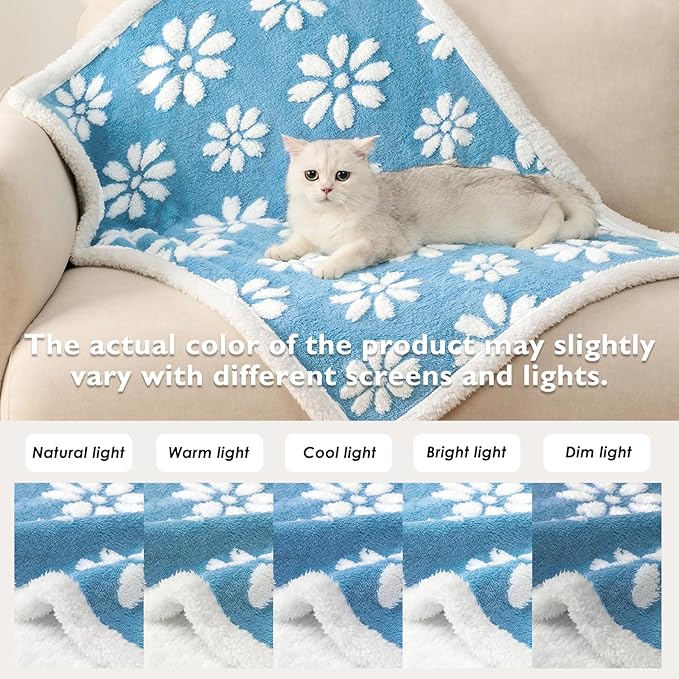 Yaning Waterproof Blanket for Dog Cat or Adult, Cute 3D Textured Flower Dog Blanket for Bed Couch Sofa, Soft Liquid Pee Proof Pet Furniture Protector, 60"x80", Blue