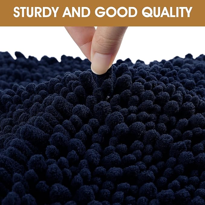Extra Large Dog Door Mats for Muddy Paws, 71" x 25" Chenille Absorbent Mud Mat for Dogs, Non Slip Heavy Dog Rugs For Muddy Paws, Soft Indoor Door Mat for Entryway, Mud Paw, Inside Floor, Navy Blue