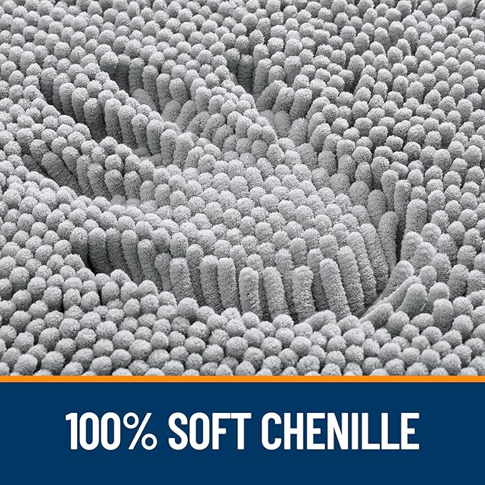 OLANLY Bathroom Rugs 50x30, Extra Soft Absorbent Chenille Bath Rugs, Rubber Backing Quick Dry, Machine Washable Bath Mats for Bathroom Floor, Tub and Shower, Home Decor Accessories, Light Grey