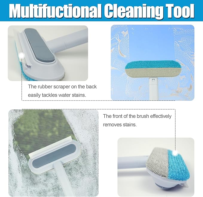 Pet Hair Removal Tool, Dog and Cat Hair Remover for Couch Carpet Furniture, 4 in 1 Multifunctional Pet Hair Removal Broom, Cleaning Brush for Window Tile, Reusable Washable, 1 Piece