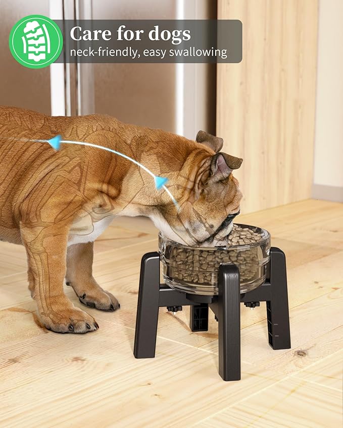 CZPET Dog Bowl Stand with Adjustable Width [Stand Only], Single Raised Pet Water & Food Feeder for Medium Dogs, Stable and Anti-Slip Elevated Bowl