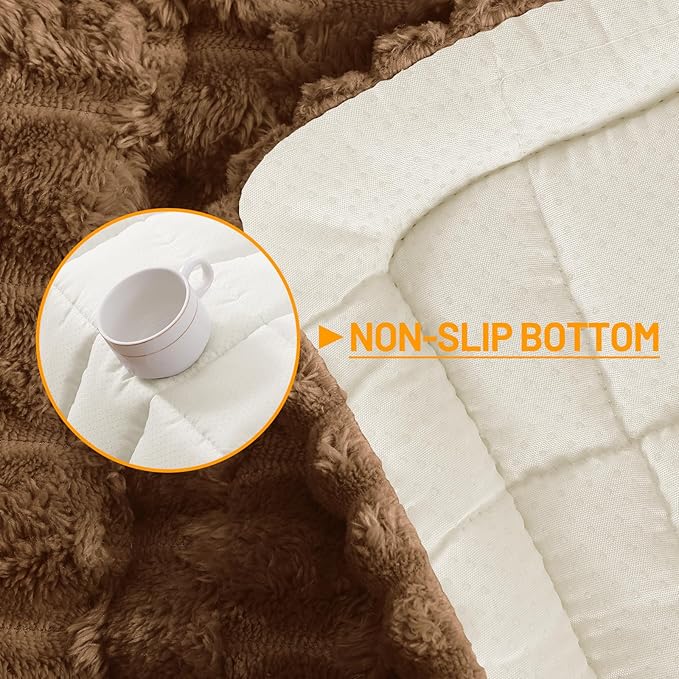 Smiry Pet Couch Cover for 3 Cushion Sofa, Non-Slip Fuzzy Couch Cover for Dogs Washable, Thick Soft Sofa Slipcovers Cushion Protector Pet Friendly (Chocolate, 27.6" x 70.9")