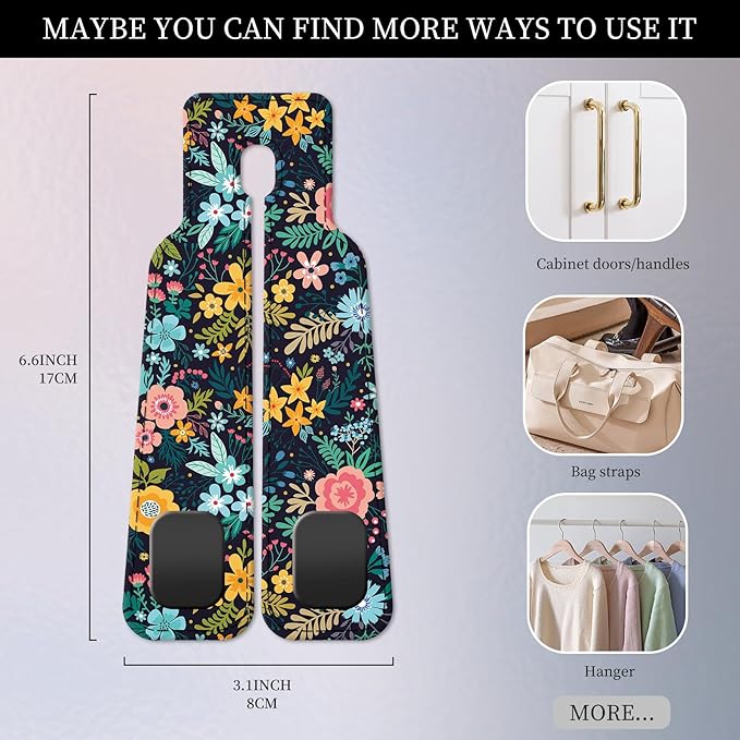 PU Leather Car Seat Hook, Storage Headrest Hanger, Cute Car Backseat Organizer, Car Hooks For Purses and Bags Dark Floral Pattern