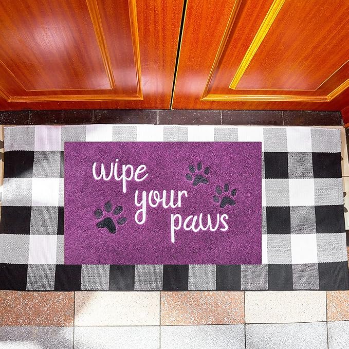 Welcome Door Mats for Home Entrance - Funny Doormats Wipe Your Paws - Non Slip Rubber Mat for Front Door Indoor