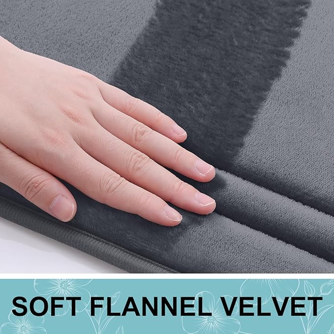 Grandaily Memory Foam Bath Mat Rug 70x24, Ultra Soft, Non-Slip and Absorbent Bathroom Rugs, Machine Wash Dry, Comfortable Bath Carpet for Bathroom Floor, Tub and Shower, Dark Grey
