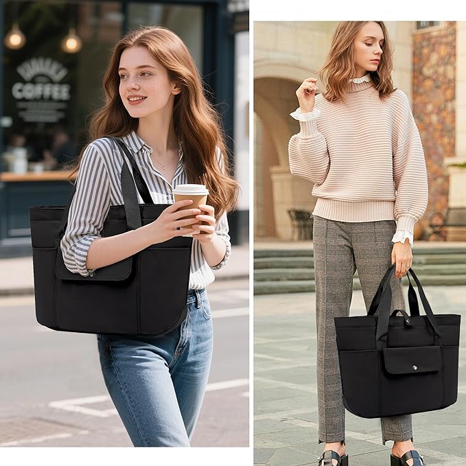 TANTOMI Tote Bag for Women Foldable,Waterproof Work Bag with Zipper,Large Shoulder Handbag for Travel-20.9''l X 6''w X 14''h
