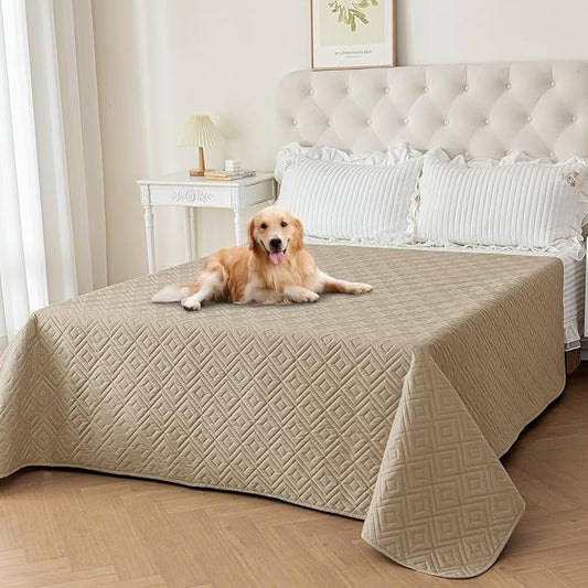 2026 Waterproof Dog Bed Blanket (82"x120") Comfy Couch Sofa Mat for Dog Pets with Anti-Slip Back, Universal Incontinence Lightweight Liner Pad for Furniture Car Picnic etc Durable Washable, Khaki