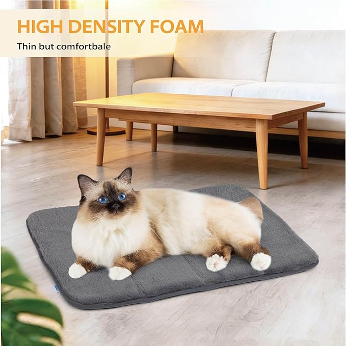 Dog Crate Pad for Small Dogs - 24x18 Memory Foam Dog Bed, Washable & Anti-Slip Dog Bed Mat, Ultra Soft Kennel Pad for Dogs Cozy Sleeping Mat, Khaki