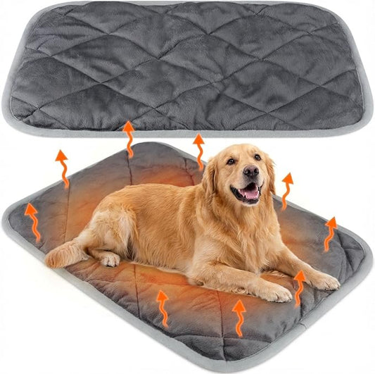 2 Pack Self Heating Cat Mat Self Warming Pet Pads Washable Kennel Mat Dog Crate Pad Reflects Body Heat Non Skid Cat Thermal Pads for Puppy Indoor Outdoor(Gray,45 x 28 Inches)