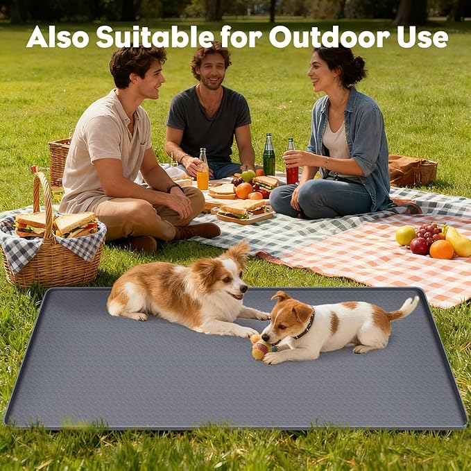 51" x26" Reusable Training Pads for Dogs Lanstics Silicone Dogs Mat Non-Slip Dog Training Pads Dog Pee Pad for Potty Training Floor Protector (Grey)
