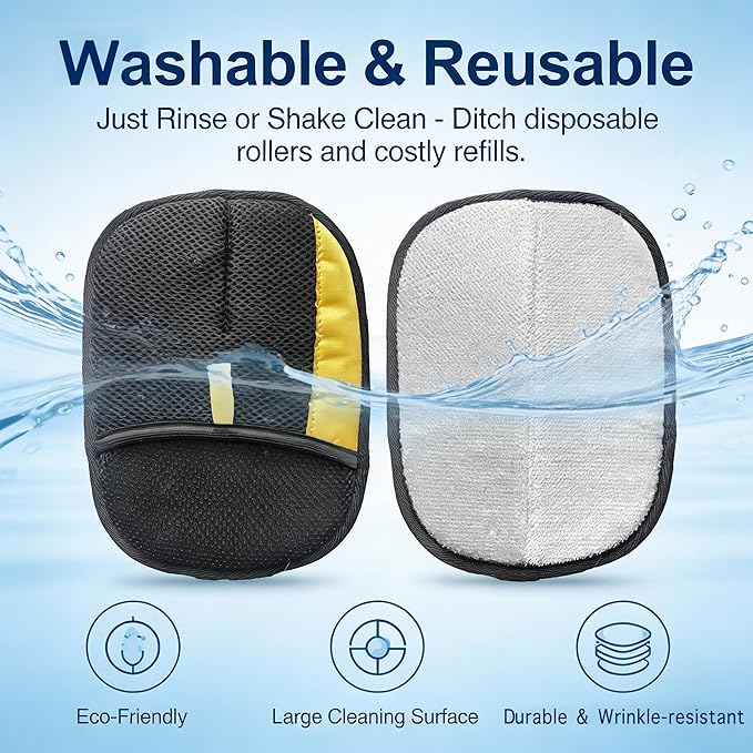 Pet Hair Removal Glove for Dogs & Cats, Reusable Magic Brush Electrostatic Pet Hair Remover Tool for Couch, Carpet, Clothes, Newly Upgraded (Black-Yellow Medium 2-Pack)