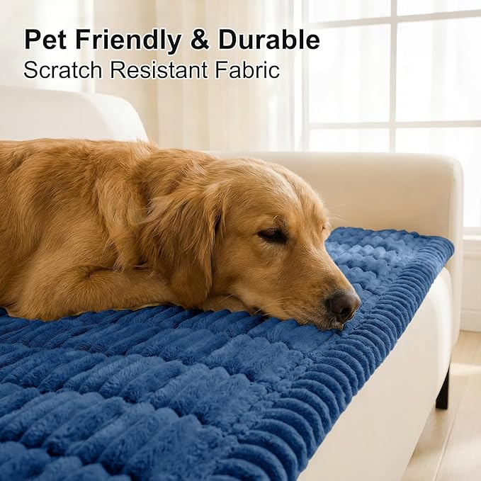 Smiry Couch Cover for Dogs, Non Slip Washable Sofa Protector for Pets, Soft Furniture Cover for Pet, Stylish Sofa Covers, Cozy Protect Against Fur, Dirt & Everyday Messes (Navy Blue, 43" x 63")