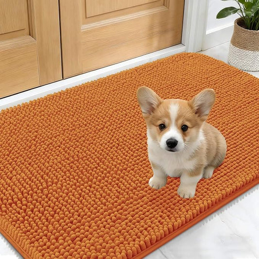 OLANLY Dog Door Mat for Muddy Paws 30x17, Absorbs Moisture and Dirt, Absorbent Non-Slip Washable Doormat, Quick Dry Chenille Mud Mat for Dogs, Entry Indoor Entryway Carpet for Inside Floor, Clay