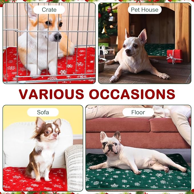 Clysee 4 Pack Self Heating Cat Bed Cat Self Warming Pad with Removable Cover Extra Warm Thermal Pet Pad Washable Pet Crate Mat Anti Slip Kennel for Indoor Outdoor Pets (Snowflake,16 x 20 Inches)