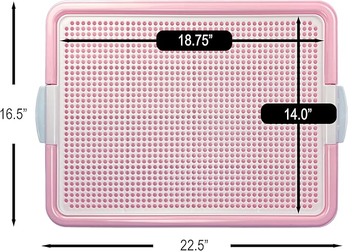 Pets-N-Me Dog Pee Pad Holder, Puppy Potty Training Tray 22.5”X16.5” for Small Dogs (Pink)