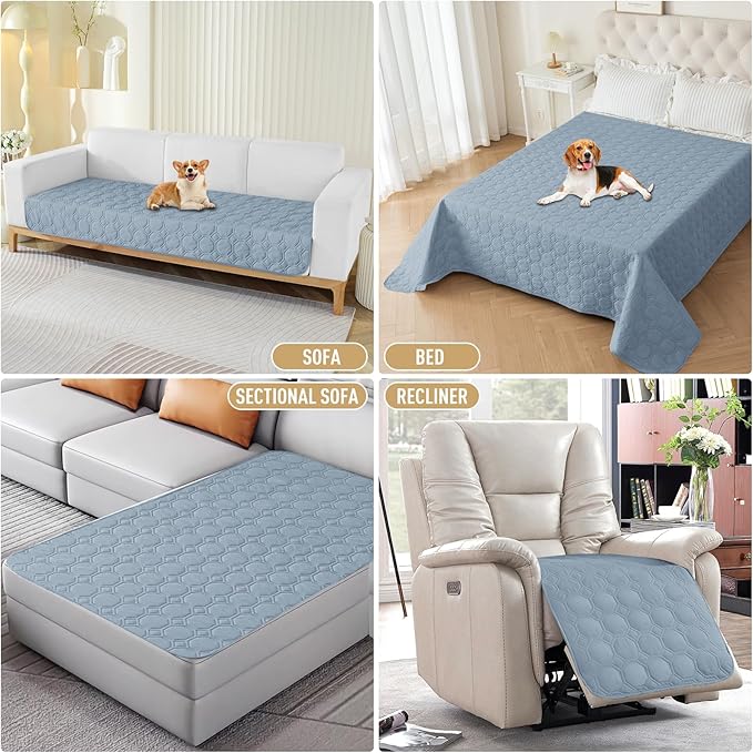 ZNSAYOTX Ultimate Cozy Blankets (30"x70") 100% Waterproof Sofa Mat Blanket for Dog Pets, Bed Couch Protector with Non-Slip Back Washable Durable, Pee Scratch Proof Easy to Clean (Grey Blue)