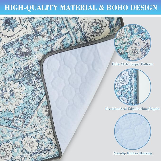 Dogcator Ocean-Blue Non-Slip Dog Washable Pee Pad Extra Large 72" x 72", Reusable Pet Training Pad for Dogs, Cats, and Puppies