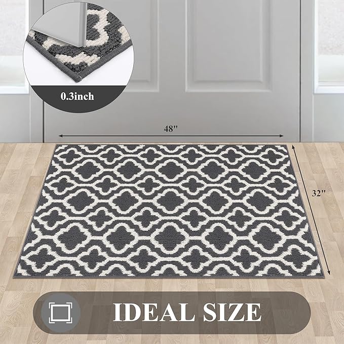 HEBE Indoor Door Mat 32"x48" Non Slip Front Door Welcome Mats Washable Shoe Mats Dirt Trapper for Entryway Low Profile Kitchen Carpet for Entrance Hallways Entrance Mat for Dogs