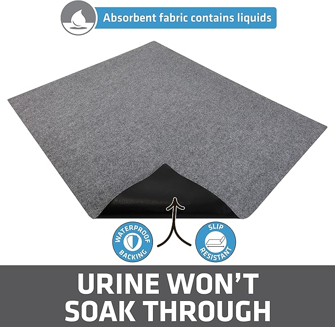 Drymate XL Original Cat Litter Mat, Contains Mess from Box, Protects Floors, Urine-Proof, Machine Washable, Soft on Kitty Paws, Absorbent, Waterproof (USA Made, Recycled Content) (29”x36”)(Light Grey)