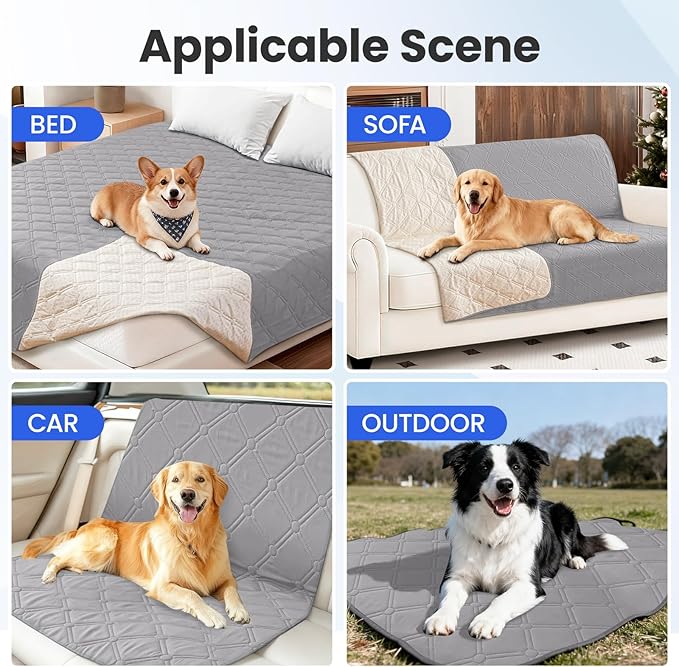CYCMACO Waterproof Couch Covers for Pets, Waterproof Dog Bed Cover, Anti-Slip Soft Dog Blankets, Couch Cover for Dogs Washable, Pet Blanket for Puppy Large Dogs Cat (82x120 Inch, Light Grey)