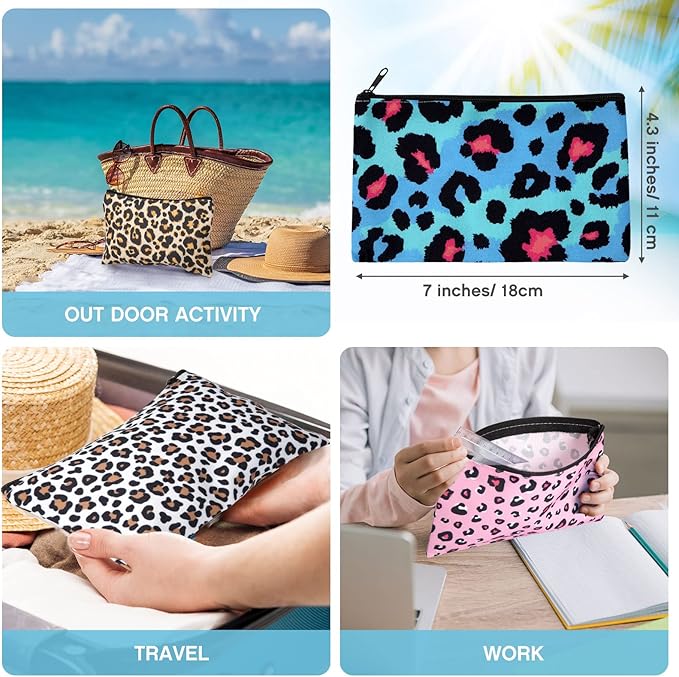 Reginary 20 Pieces Leopard Cosmetic Bag Bulk for Women Leopard Makeup Bags Gifts Roomy Makeup Bags with Zipper Toiletry Bag Pouch Travel Accessory Organizer Christmas Gifts, 7 x 4.3 Inches