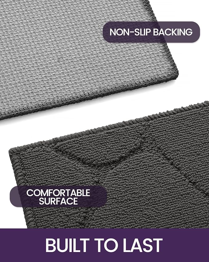 DEXI Front Door Entryway Mat Non Slip, 2x3 ft Washable Inside Entrance for House Floor Low Profile, Thin Entry Doormat Absorbent Dirt Trapper, Pebble Grey