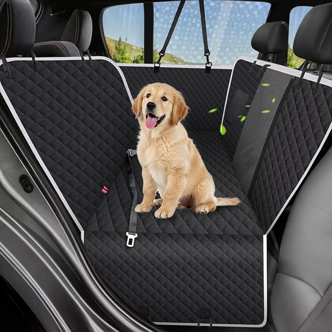 Meolsaek Car Seat Cover for Dogs, Non-Slip Dog Hammock for Car Back Seat, with Mesh Window Scratch Proof Nonslip Back Seat Protector for Trucks SUVs Most Cars (Black with Mesh)