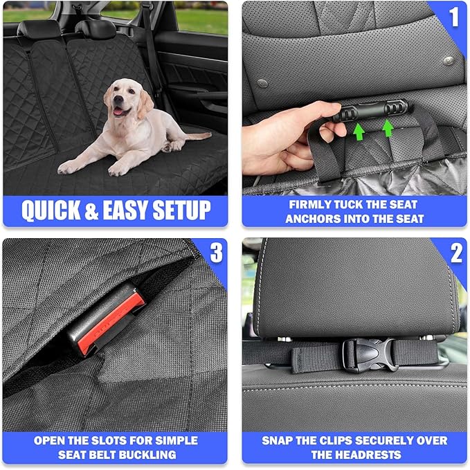 Dog Car Seat Cover for Back Seat, Car Seat Cover 60/40 Split Bench for Family Car, Compact SUV, MPV - Standard - 53" W