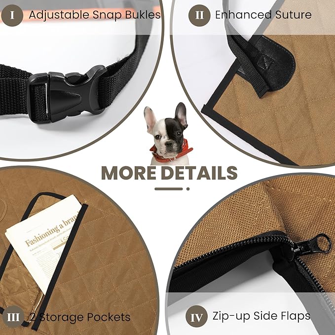 NESTROAD SUV Cargo Liner for Dogs, Waterproof Dog Cargo Cover for SUVs,Sedans,Vans,Nonslip Dog Seat Cover with Bumper Flap Protector,Universal Fit,Brown,Large