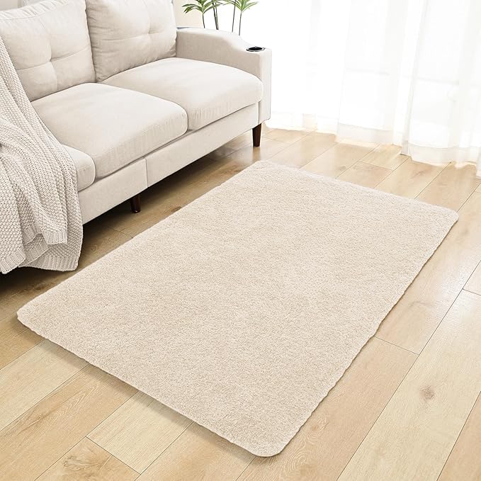 Beige Bathroom Rugs 40"x60" – Oversized Plush Non-Slip Microfiber Bath Mat, Absorbent & Washable – Ideal for Large Bathrooms or Living Rooms