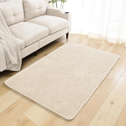 Beige Bathroom Rugs 40"x60" – Oversized Plush Non-Slip Microfiber Bath Mat, Absorbent & Washable – Ideal for Large Bathrooms or Living Rooms